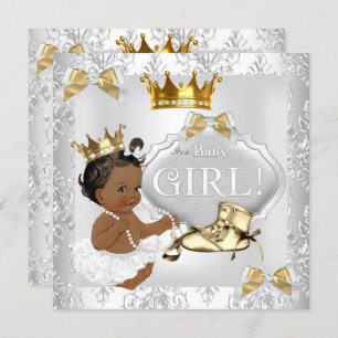 Princess Baby shower Gold Silver Damask Ethnic Kaart