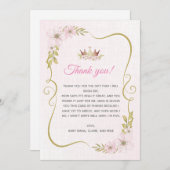 Princess Baby shower - Hartelijk dank Bedankkaart (Voorkant / Achterkant)