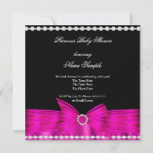 Princess Baby shower Hot Pink Bow Silver Tiara 2 Kaart (Achterkant)