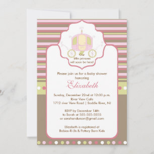 Princess Baby shower Invitation Carriage Kaart