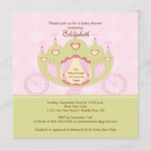 Princess Baby shower Invitation  Carriage Kaart