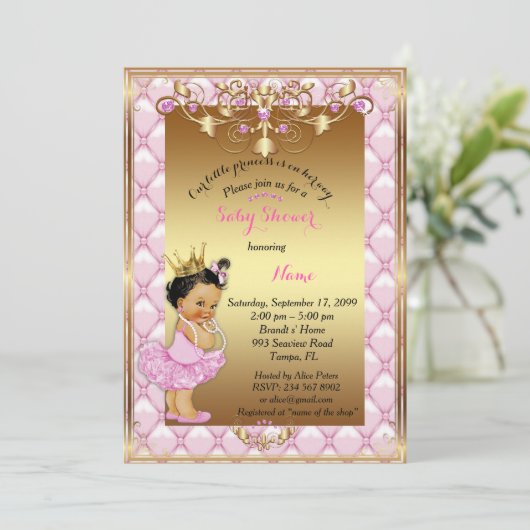 Princess, Baby shower Invitation Kaart (Staand voorkant)
