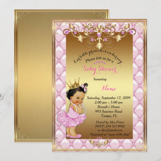 Princess, Baby shower Invitation Kaart (Voorkant / Achterkant)