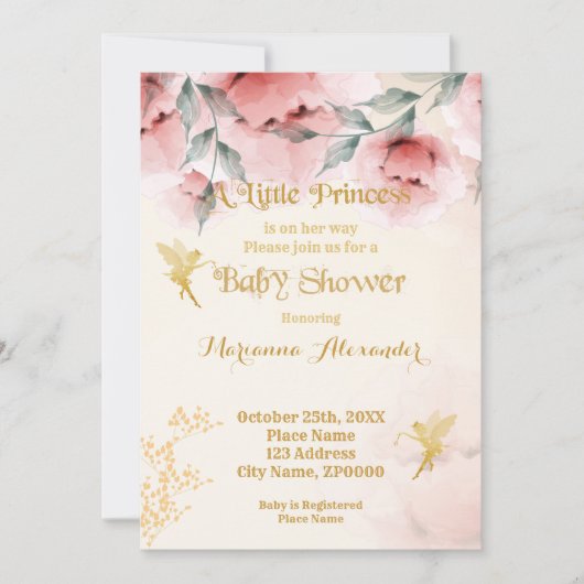 Princess Baby shower Invitation Kaart (Voorkant)
