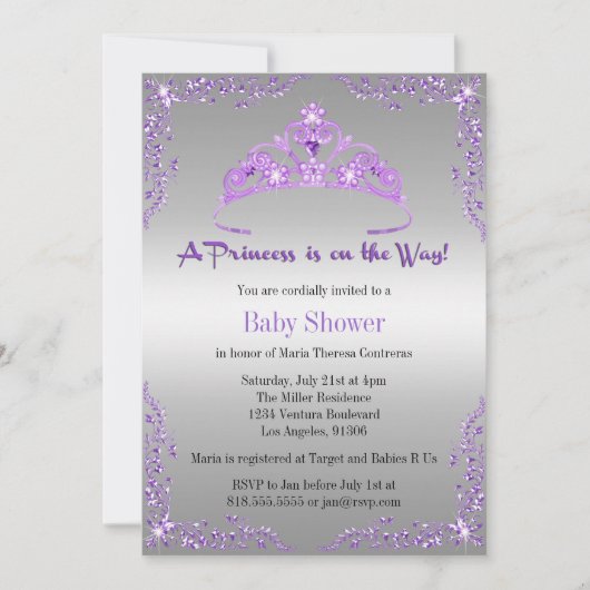 Princess Baby shower Invitation Kaart (Voorkant)