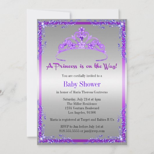 Princess Baby shower Invitation Kaart (Voorkant)