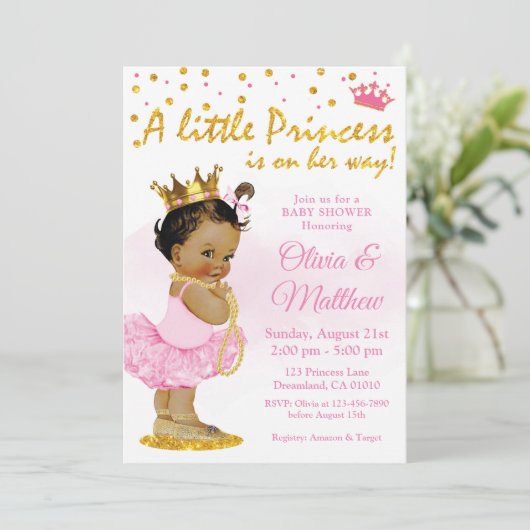 Princess Baby shower Invitation, Little Princess Kaart (Staand voorkant)