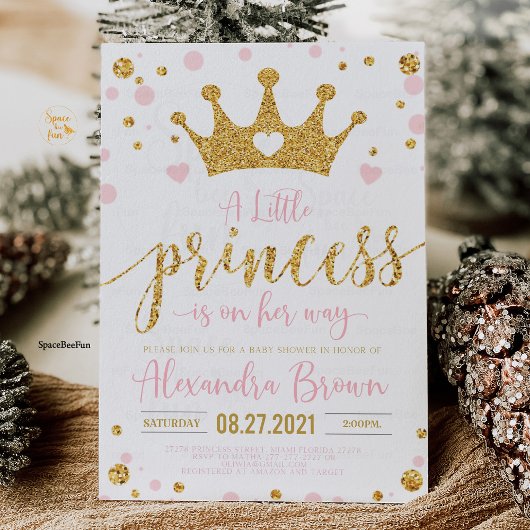 Princess Baby shower Invitation, Little Princess Kaart
