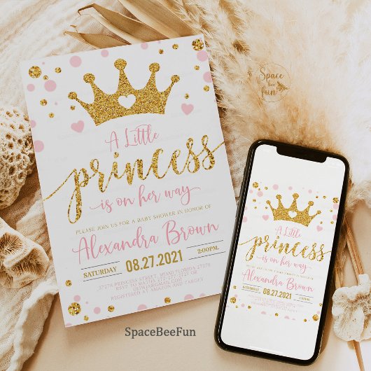 Princess Baby shower Invitation, Little Princess Kaart