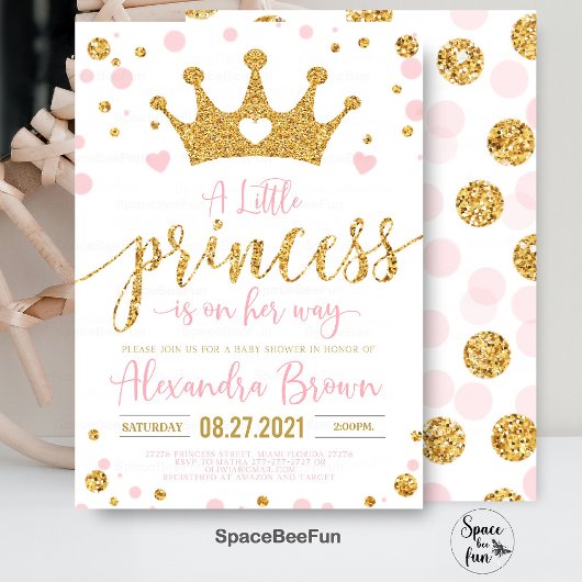 Princess Baby shower Invitation, Little Princess Kaart