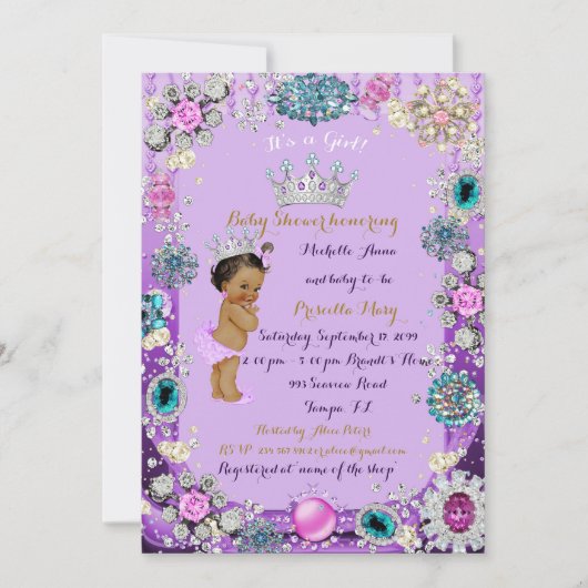 Princess Baby shower Invitation, Little Princess. Kaart (Voorkant)