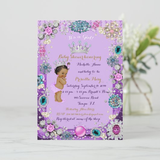 Princess Baby shower Invitation, Little Princess. Kaart (Staand voorkant)