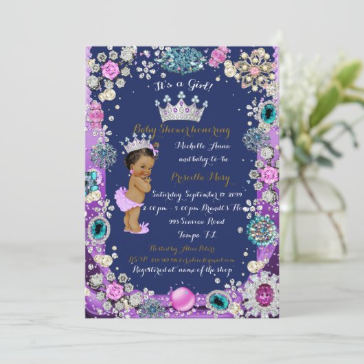 Princess Baby shower Invitation, Little Princess. Kaart (Staand voorkant)