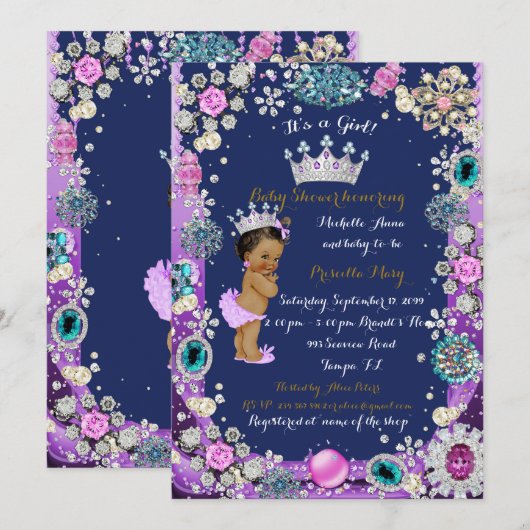 Princess Baby shower Invitation, Little Princess. Kaart (Voorkant / Achterkant)