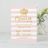 Princess Baby shower Invitation Pink and Gold Kaart (Staand voorkant)