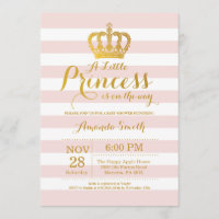 Princess Baby shower Invitation Pink and Gold