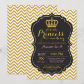 Princess Baby shower Invitation Pink and Gold Kaart (Voorkant / Achterkant)