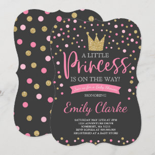Princess Baby shower Invitation Pink Gold Shower Kaart