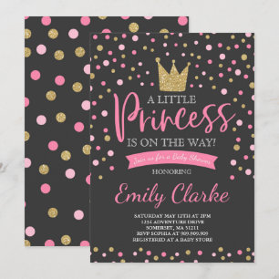 Princess Baby shower Invitation Pink Gold Shower Kaart