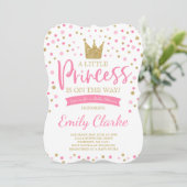 Princess Baby shower Invitation Pink Gold Shower Kaart (Staand voorkant)