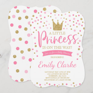 Princess Baby shower Invitation Pink Gold Shower Kaart