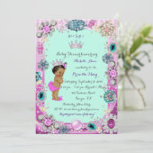 Princess Baby shower Invitation, Princess, blauw Kaart (Staand voorkant)