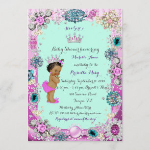 Princess Baby shower Invitation, Princess, blauw Kaart