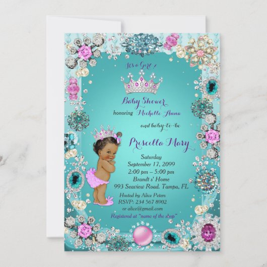 Princess Baby shower Invitation, Prinses, groen Kaart (Voorkant)