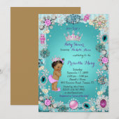 Princess Baby shower Invitation, Prinses, groen Kaart (Voorkant / Achterkant)