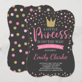 Princess Baby shower Invitation Roze gouden douche Kaart (Voorkant / Achterkant)