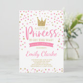 Princess Baby shower Invitation Roze gouden douche Kaart (Staand voorkant)