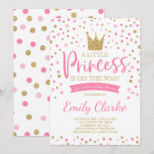 Princess Baby shower Invitation Roze gouden douche Kaart (Voorkant / Achterkant)