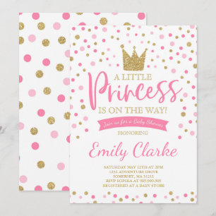 Princess Baby shower Invitation Roze gouden douche Kaart