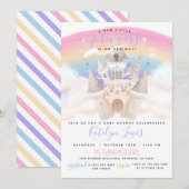 Princess Baby shower Invitation with Rainbow Kaart (Voorkant / Achterkant)