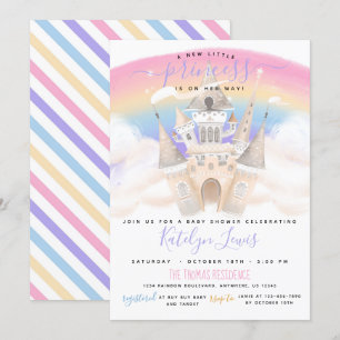 Princess Baby shower Invitation with Rainbow Kaart