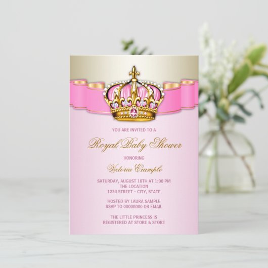 Princess Baby shower Kaart (Staand voorkant)