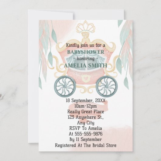 Princess Baby shower Kaart (Voorkant)