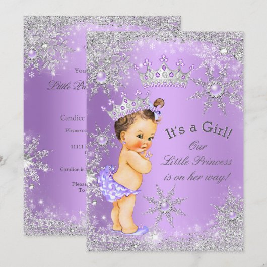 Princess Baby shower Lavender Wonderland Kaart (Voorkant / Achterkant)
