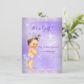 Princess Baby shower Lila Lavender Tiara Brunette Kaart (Staand voorkant)