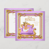 Princess Baby shower Lila roze roze gouden ondervo Kaart (Voorkant / Achterkant)