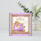 Princess Baby shower Lila roze roze gouden ondervo Kaart (Staand voorkant)