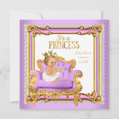 Princess Baby shower Lila roze roze gouden ondervo Kaart (Voorkant)