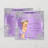 Princess Baby shower Lila Wonderland Blonde Baby Kaart (Voorkant / Achterkant)