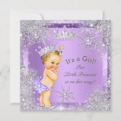 Princess Baby shower Lila Wonderland Blonde Baby Kaart (Voorkant)