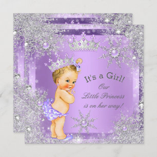 Princess Baby shower Lila Wonderland Blonde Baby Kaart
