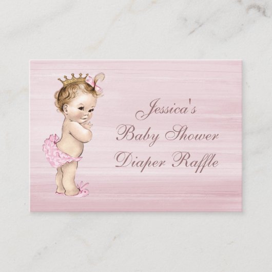 Princess Baby shower Luierkrabbel Informatiekaartje (Voorkant)