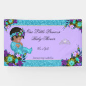 Princess Baby shower Meisje Blauwgroen Blauw Paars Spandoek (Horizontaal)