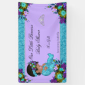 Princess Baby shower Meisje Blauwgroen Blauw Paars Spandoek (Verticaal)