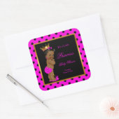 Princess Baby shower Meisje Heet Roze Zwart Etnisc Vierkante Sticker (Envelop)