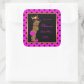 Princess Baby shower Meisje Heet Roze Zwart Etnisc Vierkante Sticker (Tas)